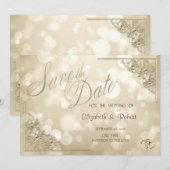 Elegante Gouden Hartjes Frame Bokeh Bewaar de Datu Save The Date (Voorkant / Achterkant)
