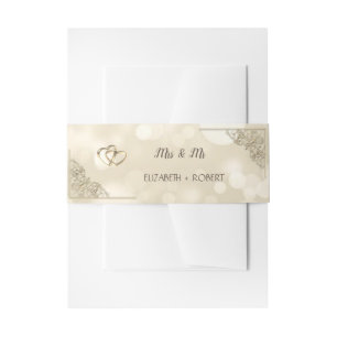 Elegante Gouden Hartjes Frame Bokeh Uitnodigingen Wikkel