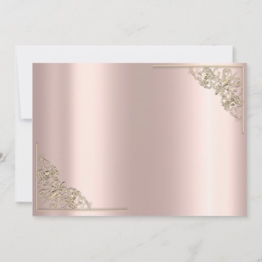 Elegante Gouden Hartjes Roze Goud RSVP Kaart (Achterkant)