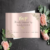 Elegante Gouden Hartjes Roze Goud RSVP Kaart