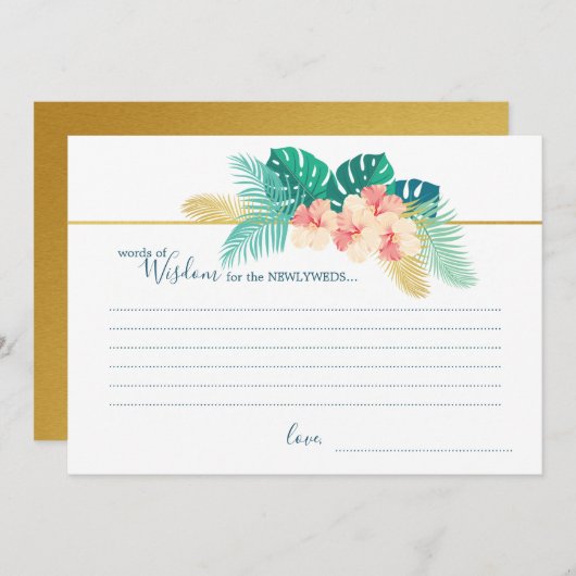 Elegante gouden Hawaïaanse hibiscus huwelijkswijsh Aankondiging (Voorkant / Achterkant)