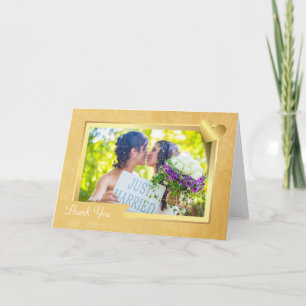 Elegante Gouden HBTQ Trouwfoto Bedankt
