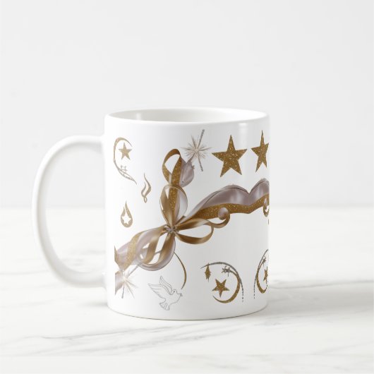 Elegante Gouden Hemelse Glans Kerst Klassieker Koffiemok (Links)