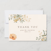 Elegante Gouden Herfst bloem Bruidsfeest Dank Je Bedankkaart (Voorkant)