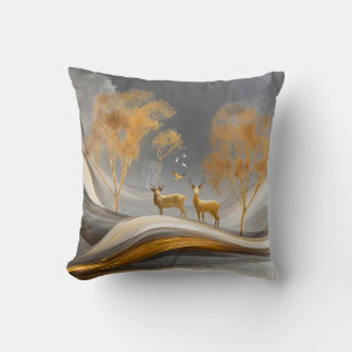 ✨Elegante Gouden Hert Luxe Natuur Kunstwerk Kussen