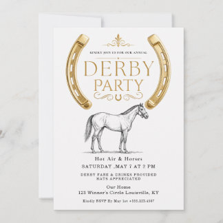 Elegante Gouden Hoefijzer Kentucky Derby Feest Kaart