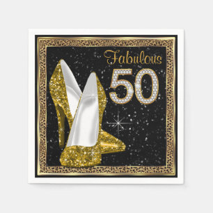 Elegante gouden hooggehakte luipaard 50e verfeestd servetten