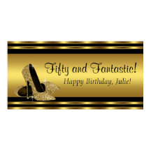 Elegante gouden hooggehakte verjaardagsfeestbanner