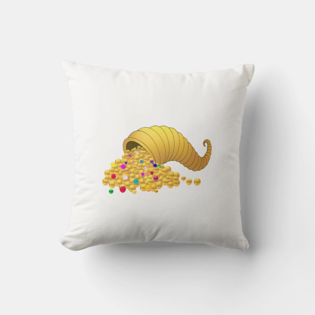 Elegante Gouden Hoorn des Overvloeds Kussen (Voorkant)