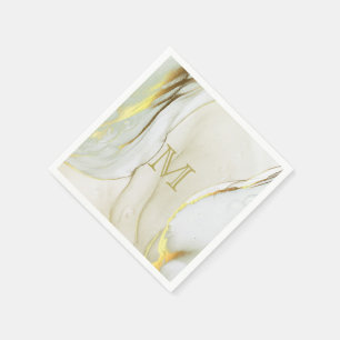 Elegante Gouden Inkt Abstract Patroon Monogram Servet