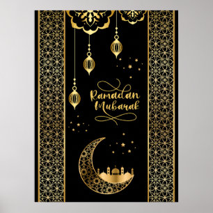 Elegante gouden islamitische patronen Ramadan Muba Poster