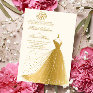 Elegante gouden jurk crème islamitische islamitisc kaart