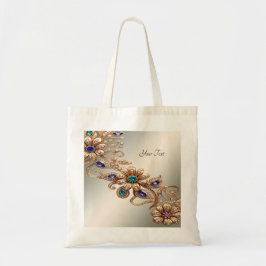 Elegante gouden juweelbloemen Canvas tas