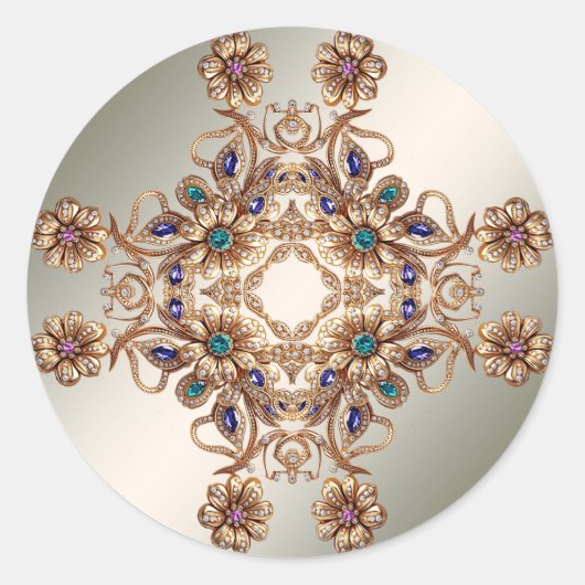 Elegante gouden juweelbloemen Sticker (Voorkant)