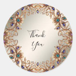 Elegante gouden juweelbloemen Sticker