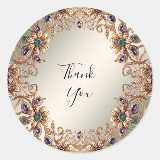 Elegante gouden juweelbloemen Sticker (Voorkant)