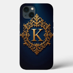 Elegante Gouden K Letter Monogram iPhone 13 Hoesje