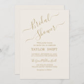 Elegante gouden kalligrafie bruids douche uitnodig kaart (Voorkant / Achterkant)