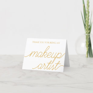 Elegante gouden kalligrafie bruiloft make-up artie bedankkaart