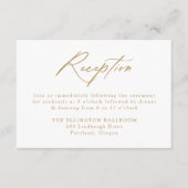 Elegante gouden kalligrafie bruiloft receptie informatiekaartje (Voorkant)