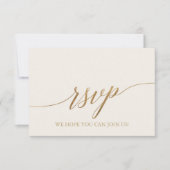 Elegante gouden kalligrafie | Ivoorkleurige menuke RSVP Kaartje (Voorkant)