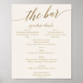 Elegante gouden kalligrafie | Ivoren barmenu Poster (Voorkant)