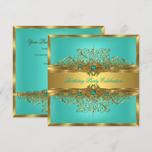 Elegante Gouden Kant Jade Groen Turquoise Parels F Kaart