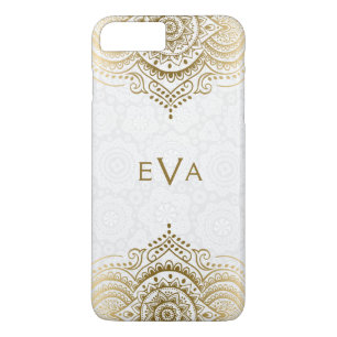 Elegante gouden kant op aangepaste witte achtergro 	iPhone 8 plus / 7 plus hoesje