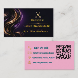 Elegante Gouden Kapsalon Scharen Marmer Zakelijk Visitekaartje