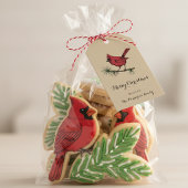 Elegante gouden kardinaal vogel kerst cadeaulabel