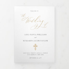 Elegante Gouden Katholieke Huwelijksmassa Drieluik Programma