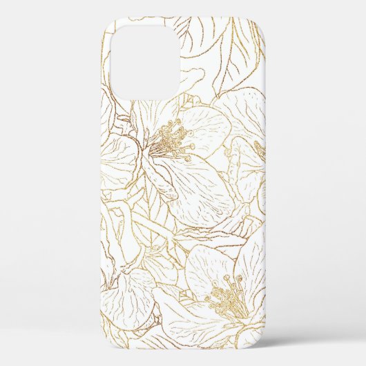Elegante gouden kersenbloesem bloemen wit ontwerp Case-Mate iPhone case (Achterkant)