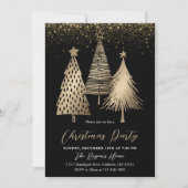 Elegante gouden kerstboom glitter sneeuw kaart (Voorkant)