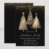 Elegante gouden kerstboom glitter sneeuw kaart (Voorkant / Achterkant)