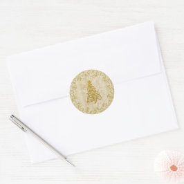 Elegante gouden kerstboom ronde sticker