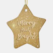 Elegante gouden kerstglitter keramisch ornament (Links)