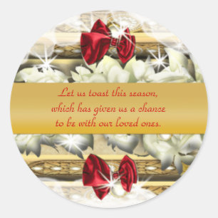Elegante gouden Kerstgroeten wensen Ronde Sticker