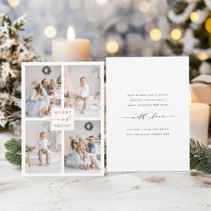 Elegante Gouden Kerstkaart met 4 foto's