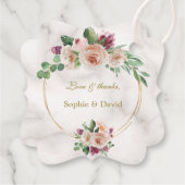 Elegante Gouden Klassiek Blauwe Bloemige Trouw Bedankjes Labels (Achterkant)