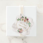 Elegante Gouden Klassiek Blauwe Bloemige Trouw Bedankjes Labels (In situ)