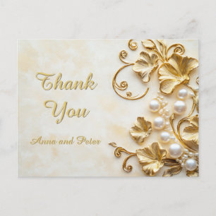 Elegante Gouden Klassieke Trendy Bloemige Dankjewe Briefkaart