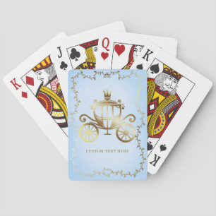 Elegante Gouden Koets Blauwe Verhalenboek Koninkli Pokerkaarten