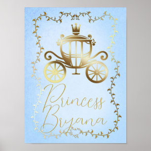Elegante Gouden Koets Blauwe Verhalenboek Persoonl Poster