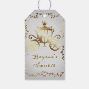 Elegante Gouden Koets Witte Sprookjes Koninklijk Cadeaulabel