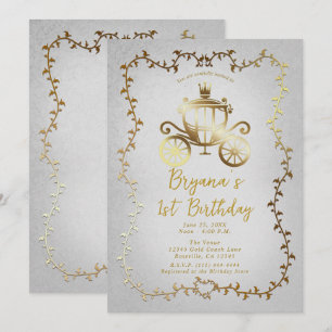 Elegante Gouden Koets Witte Sprookjesboek 1e Verja Kaart