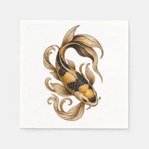 Elegante Gouden Koi Vis met Stromende Vinnen Servet
