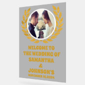 Elegante gouden krans foto bruiloft Welkom Frosted Acryl Bord (Hoek)
