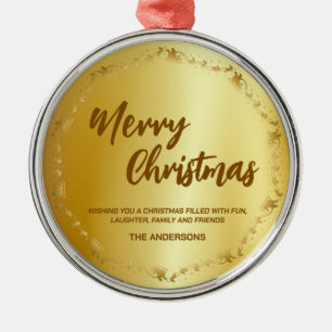 Elegante Gouden Krans Kerstman Slede Hert vrolijk Metalen Ornament