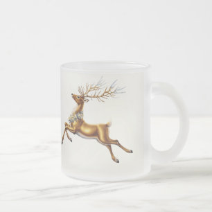Elegante gouden krans rendier Moose vrolijk Xmas Matglas Koffiemok
