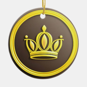 Elegante Gouden Kroon Keramisch Ornament